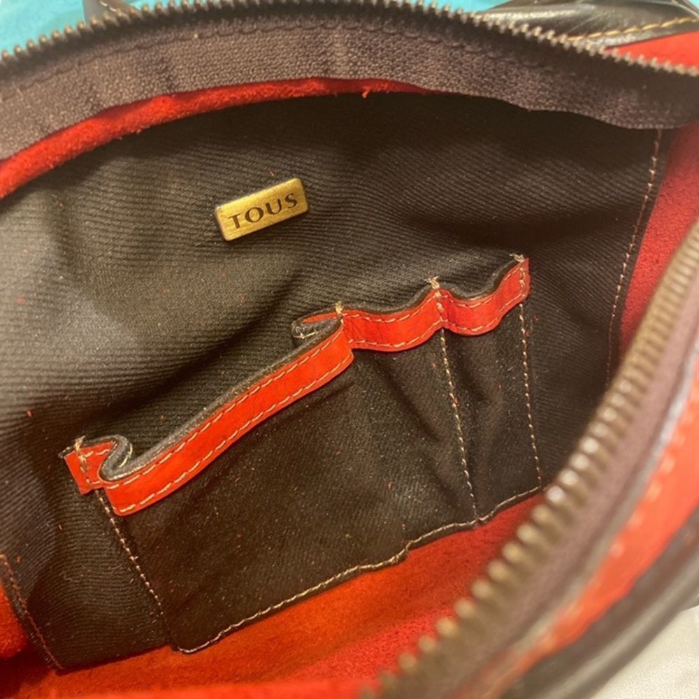 Tous Red Suede And Brown Leather Bag - Picture 8 of 15